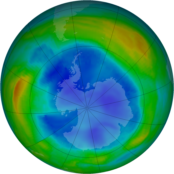 Antarctic ozone map for 12 August 1999